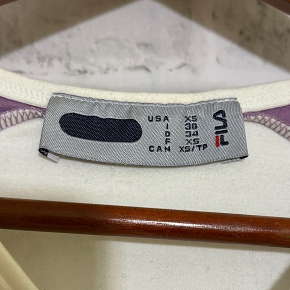 Fila Women's Cream and Purple Short Sleeve Tee, size extra small - Picture 2 of 7